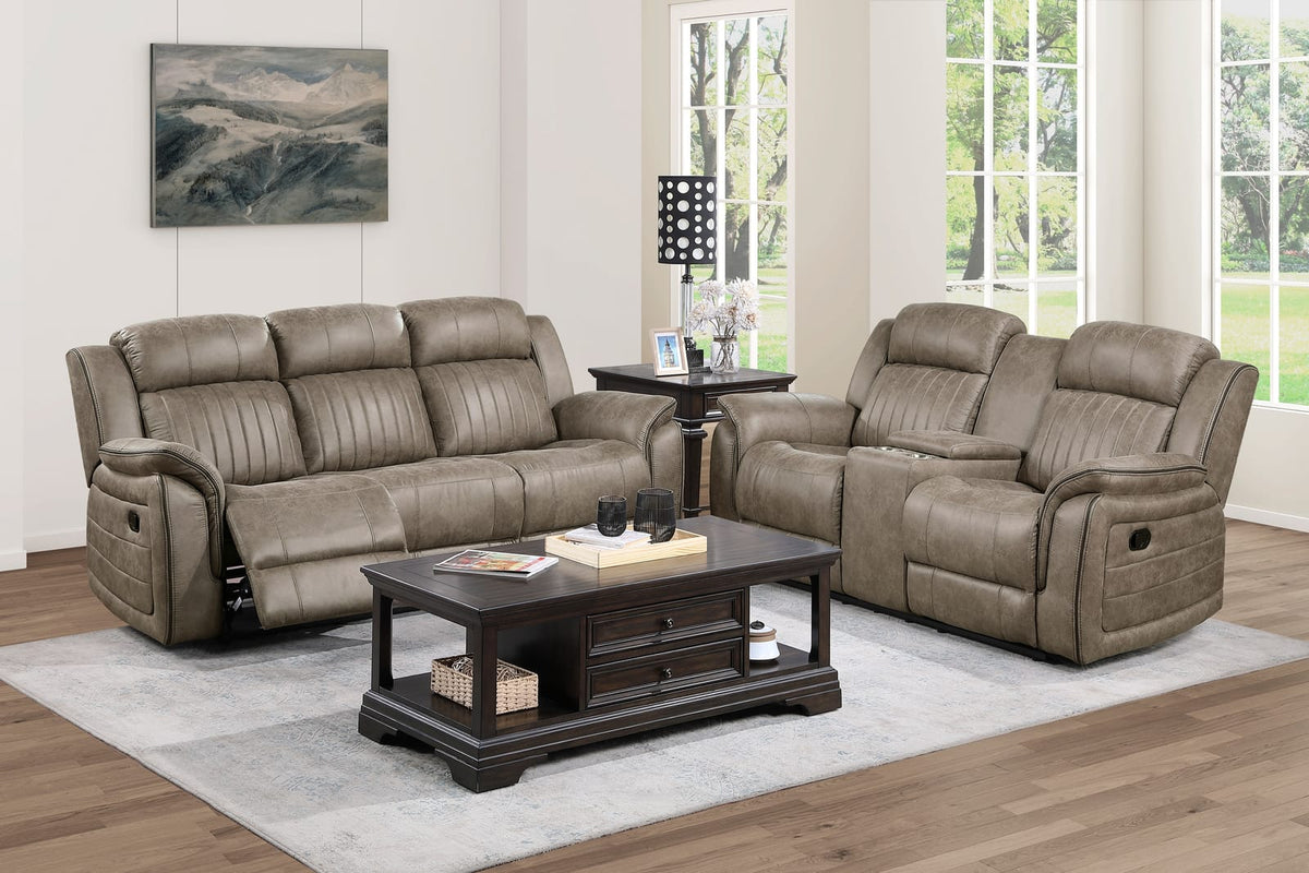 Brown Sand Microfiber Reclining Loveseat 74" Primary Living Space