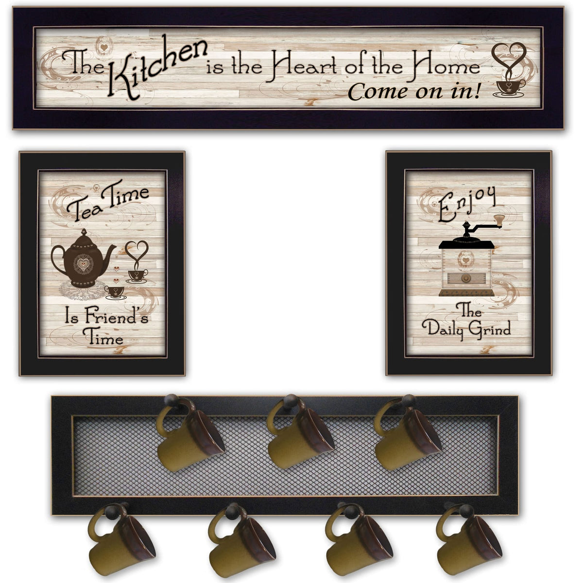 Black Kitchen Vignette - 4 Piece Wall Art