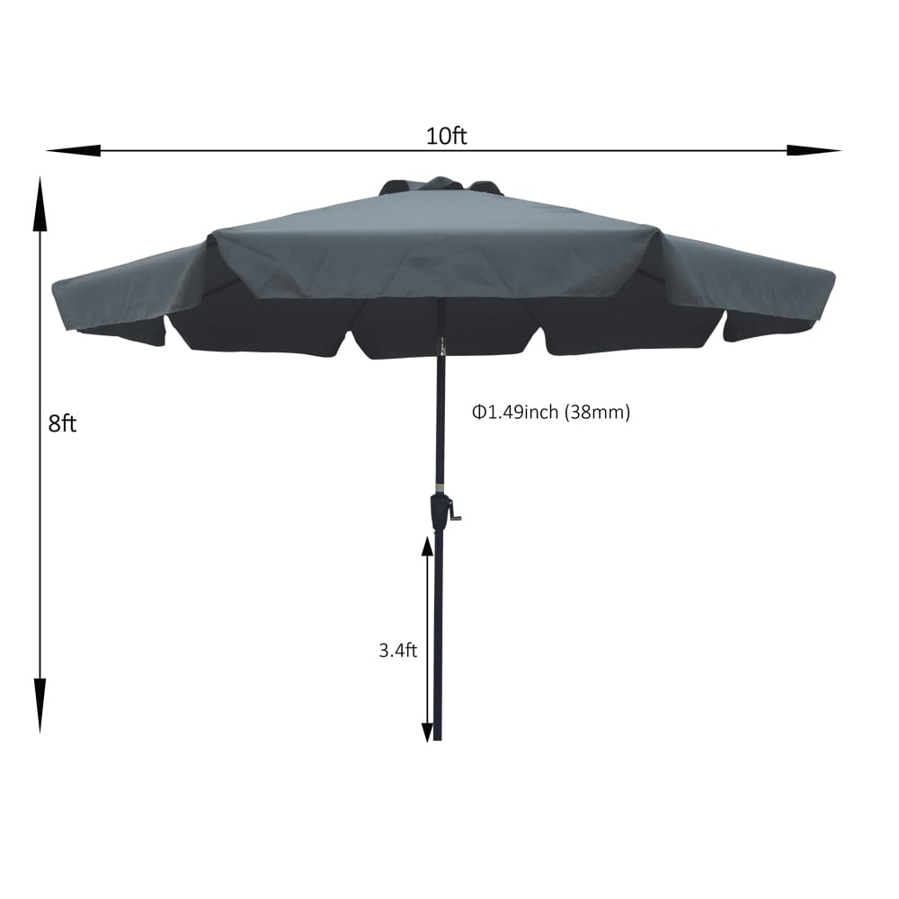 10ft Dark Gray Patio Umbrella - Vented Canopy