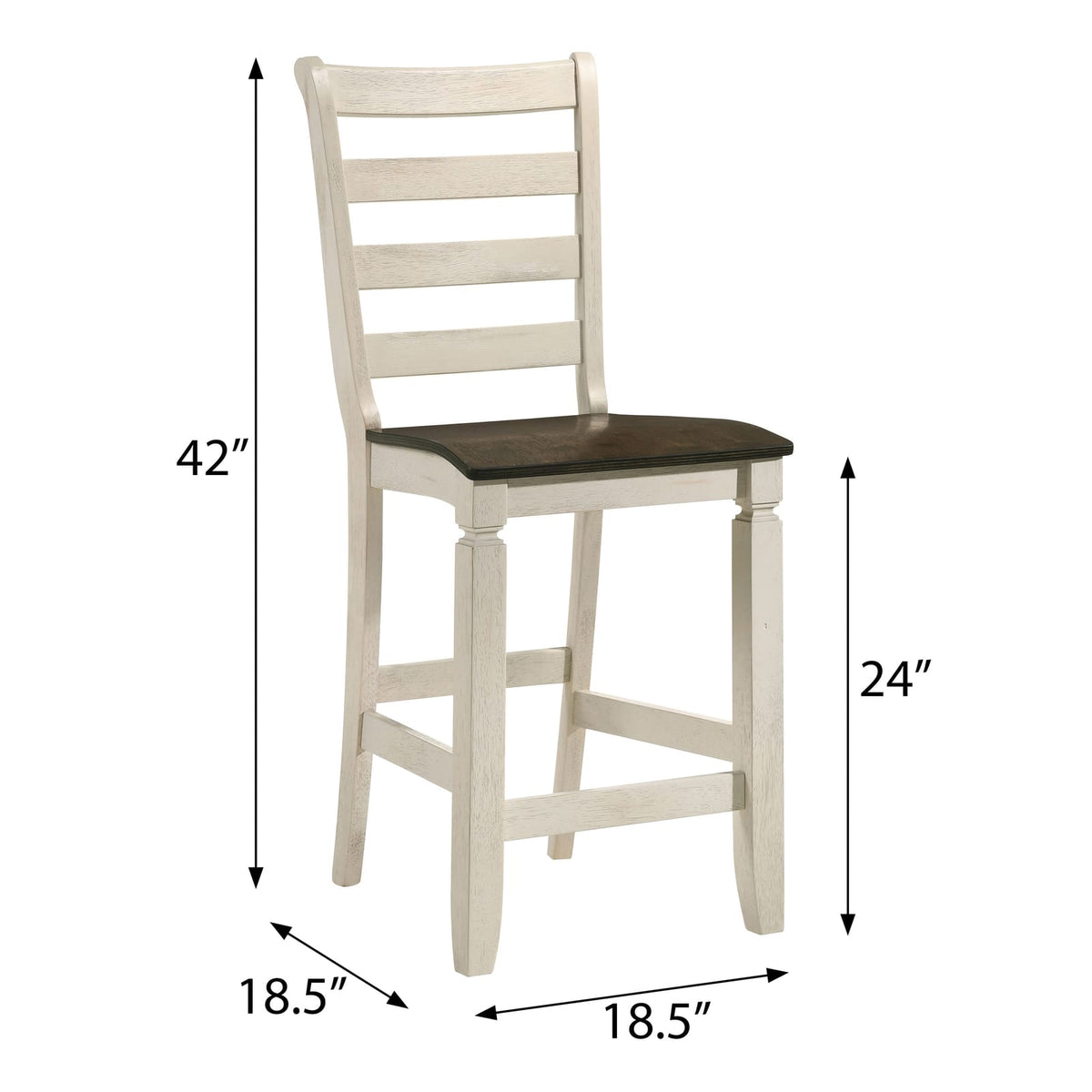 Brown & Antique White Ladder Back Stools - Set of 2