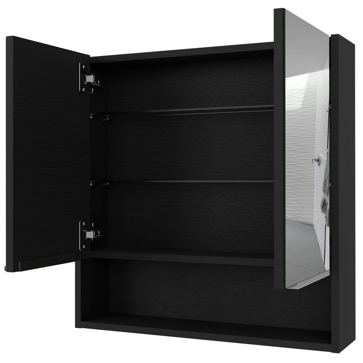Black Medicine Cabinet with Mirror - 23.4" Storage for Bathroom