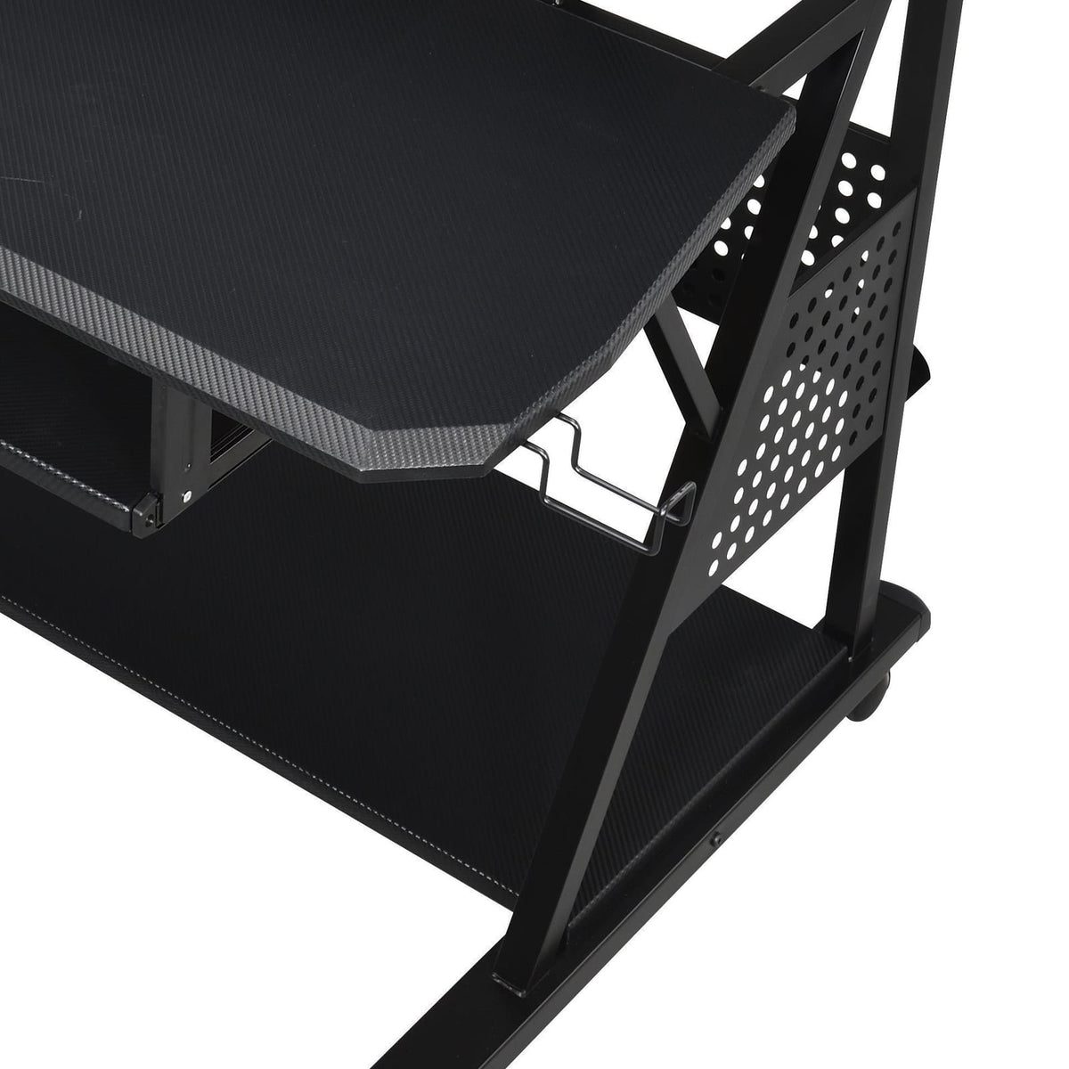 Black Music Desk with Keyboard Tray - 38"L x 67"W