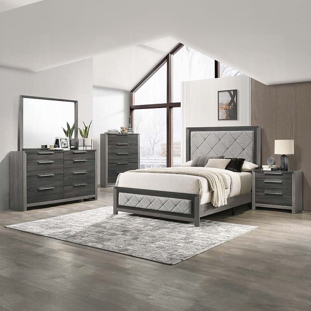 Contemporary Gray 3-Drawer Nightstand - Wood Bedroom Storage
