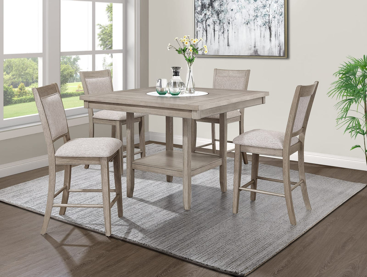 5-Piece Dining Set - Contemporary Farmhouse Style, Square Table