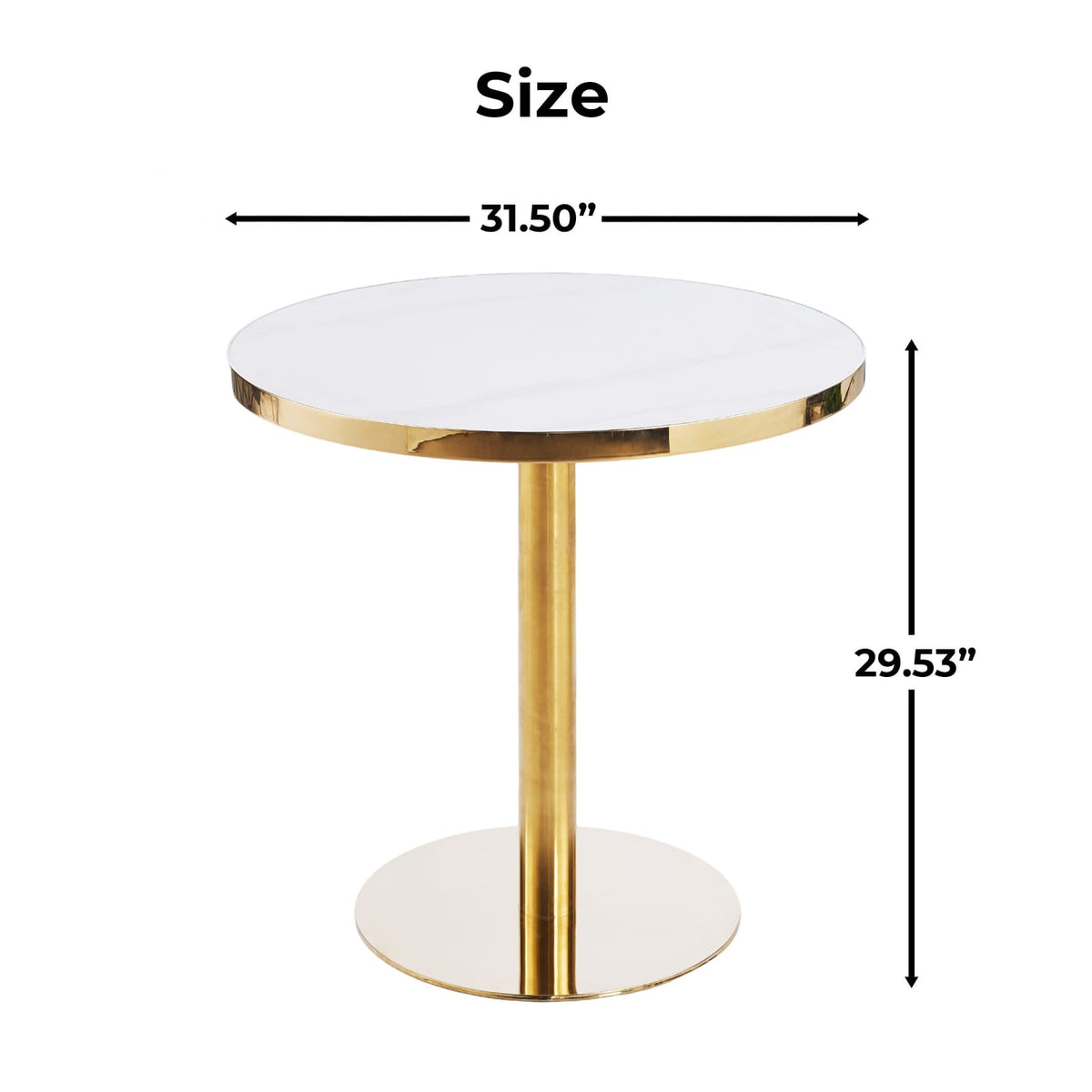 Golden White Pedestal Table - Modern Coffee Table 31.5 Inch