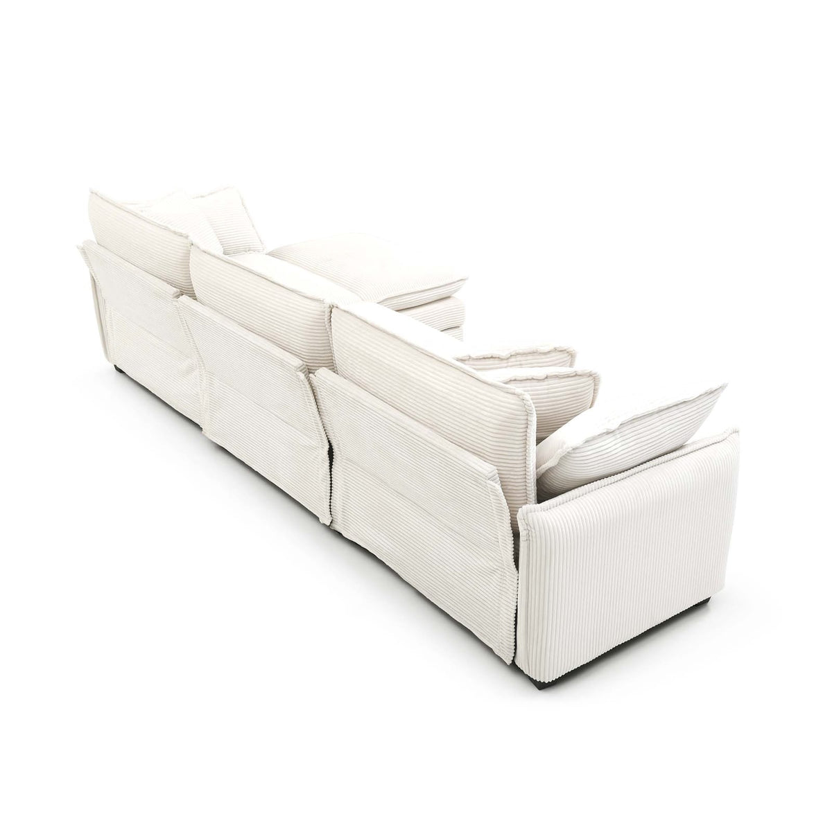 3-Piece Beige Corduroy Sofa Set - Modern Living Room Furniture