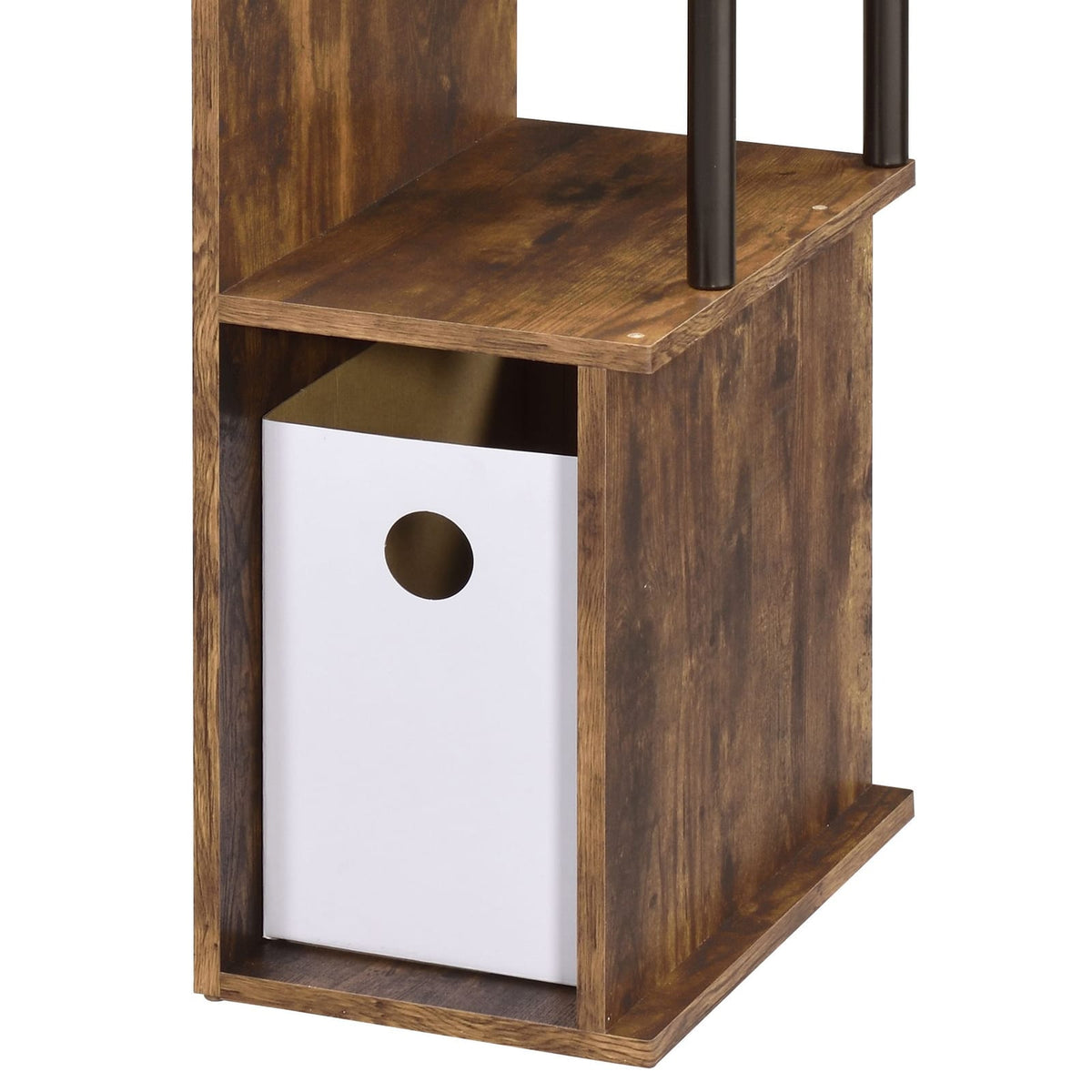 Weathered Oak & Black Computer Desk - Storage Shelves, Keyboard Tray