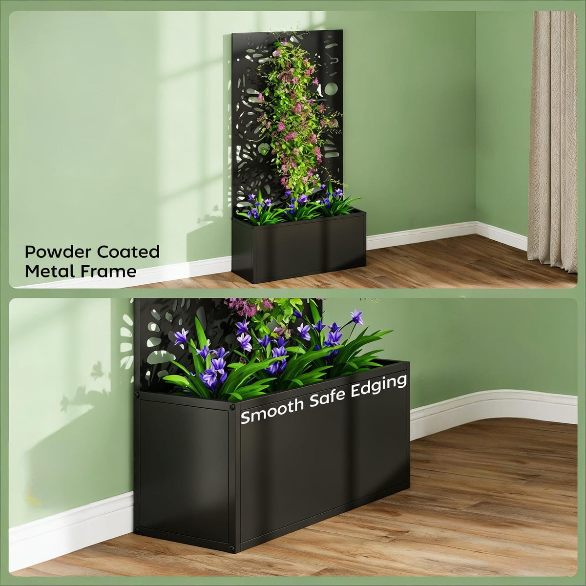 Black Metal Garden Planter for Patio or Poolside