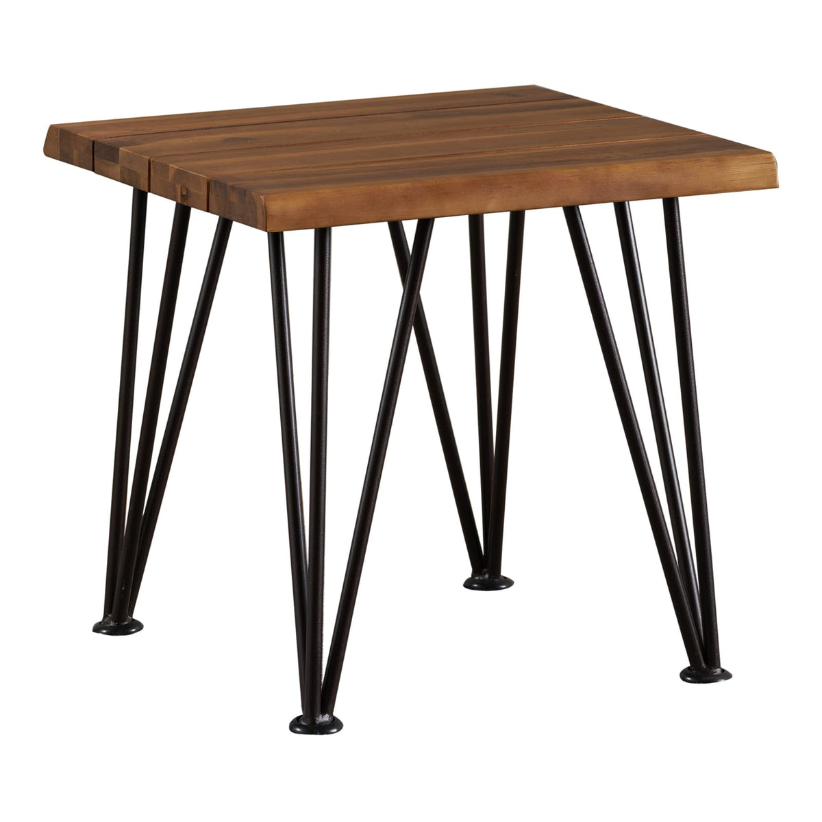 Rustic Industrial Wood and Metal Accent Table for Patio