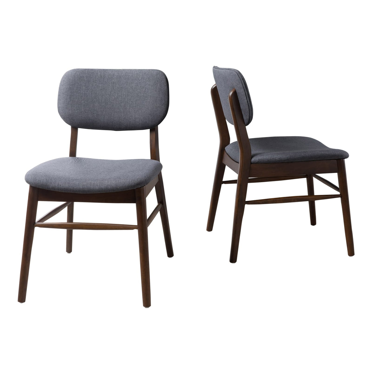 Set of 2 Mid-Century Dining Chairs - Charcoal & Walnut