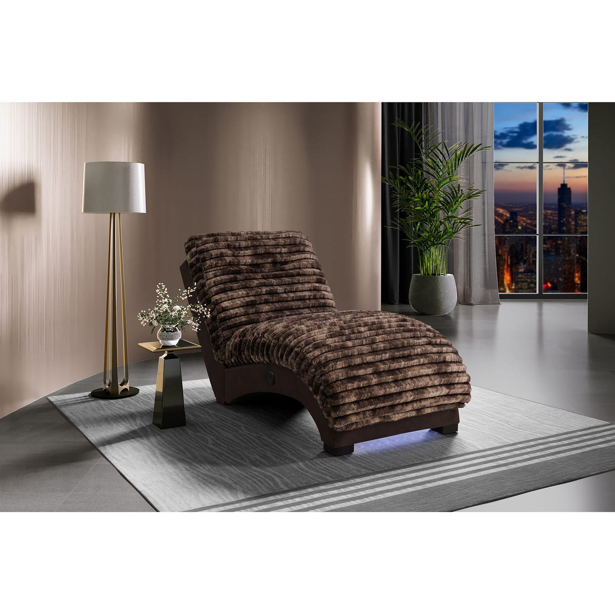 DENISE Accent Chair - Brown, Soft Plush USB