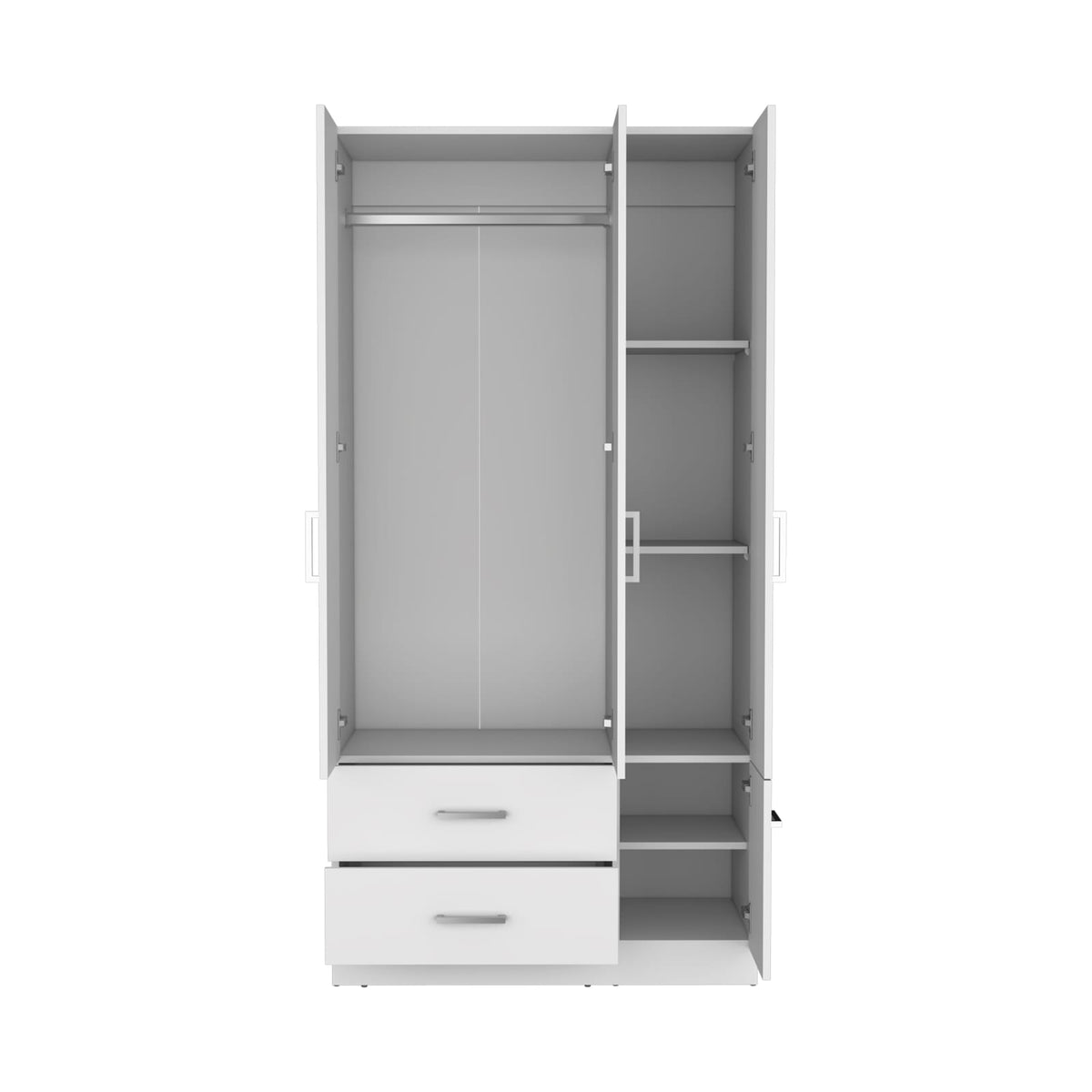 71" White Wardrobe with Hanging Rail & 6 Shelves for Bedroom
