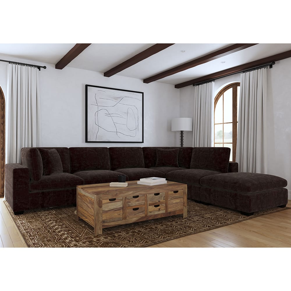 Dark Brown Upholstered Armless Chair - 33" x 41.75"