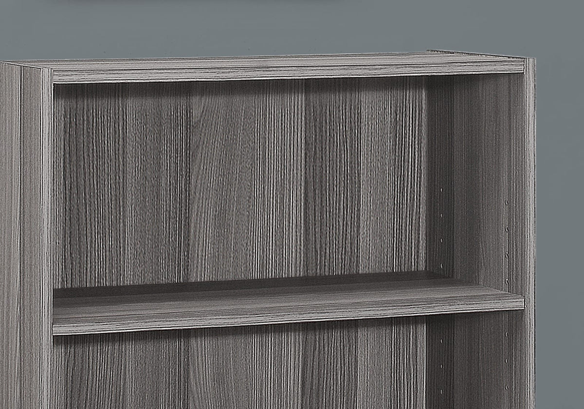 Grey Bookshelf, 4 Tier Display Shelf - 36" Height