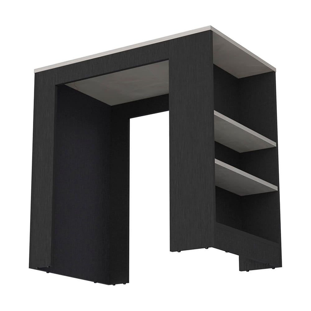 Kitchen Island Doyle - Black / Marble, 36" Compact Design for Dining Room
