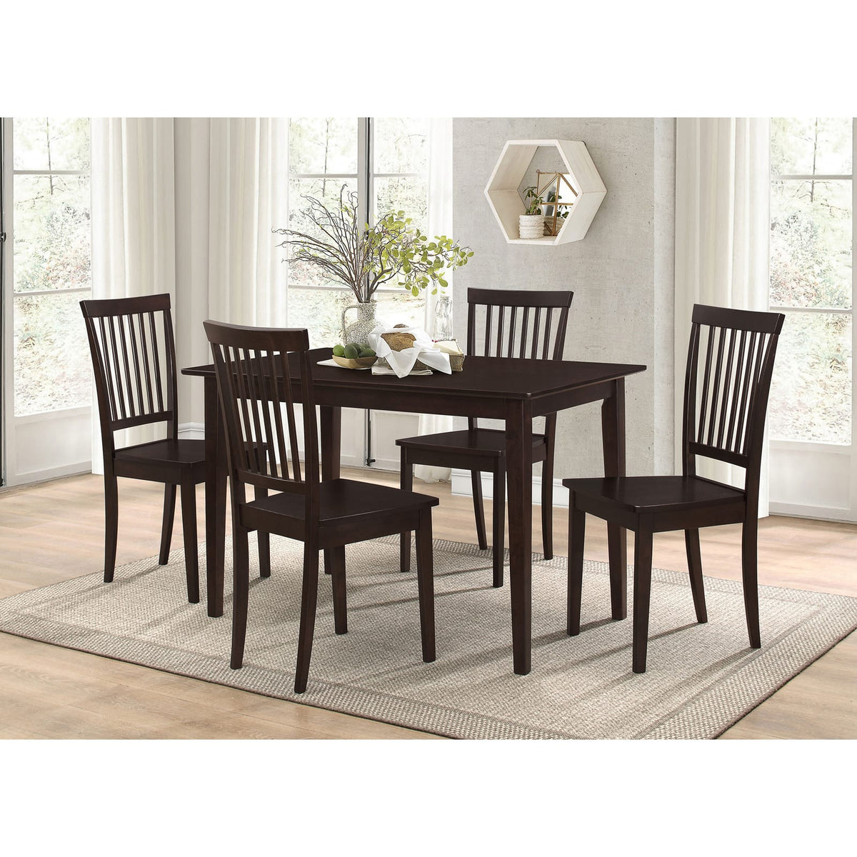 Cappuccino 5 Piece Dining Table Set - Seats 4