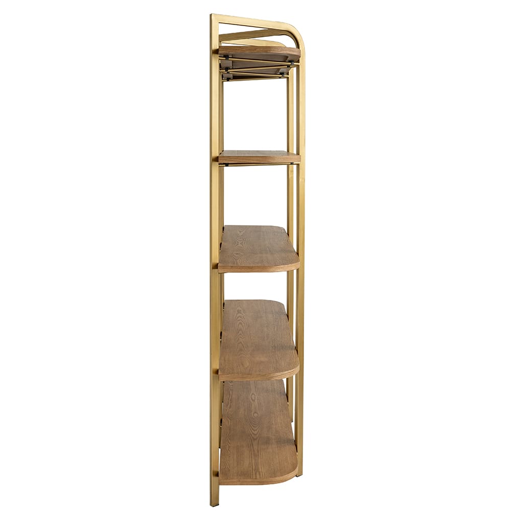 70" Brown Iron & MDF Shelving Unit - Five Tier Display for Living Room