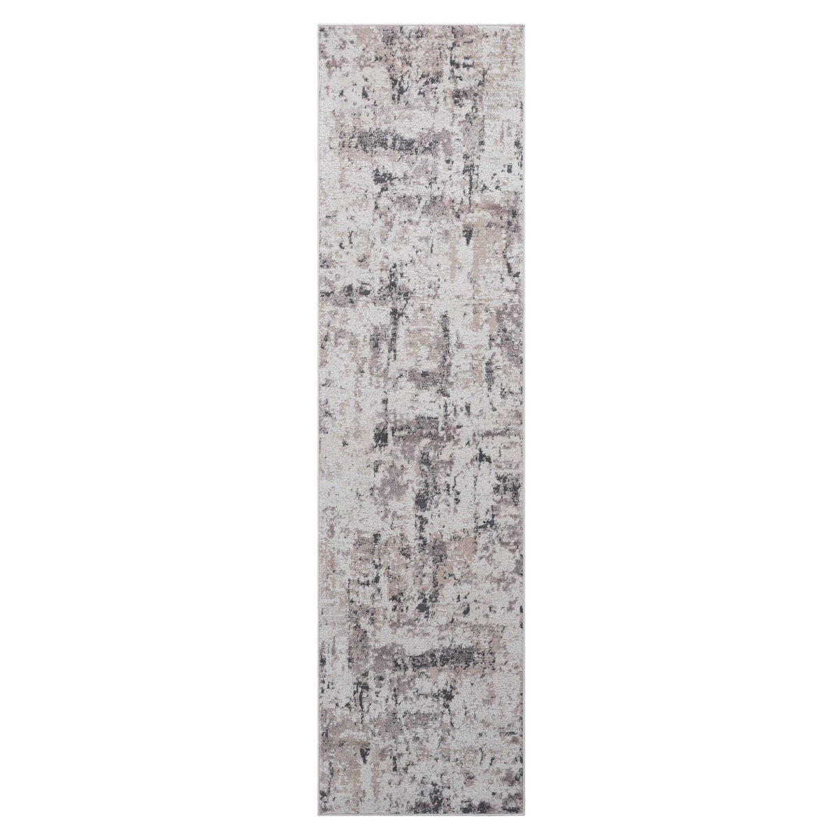 Cream Brown Polyester Area Rug - 96" x 26" Bedroom Rug