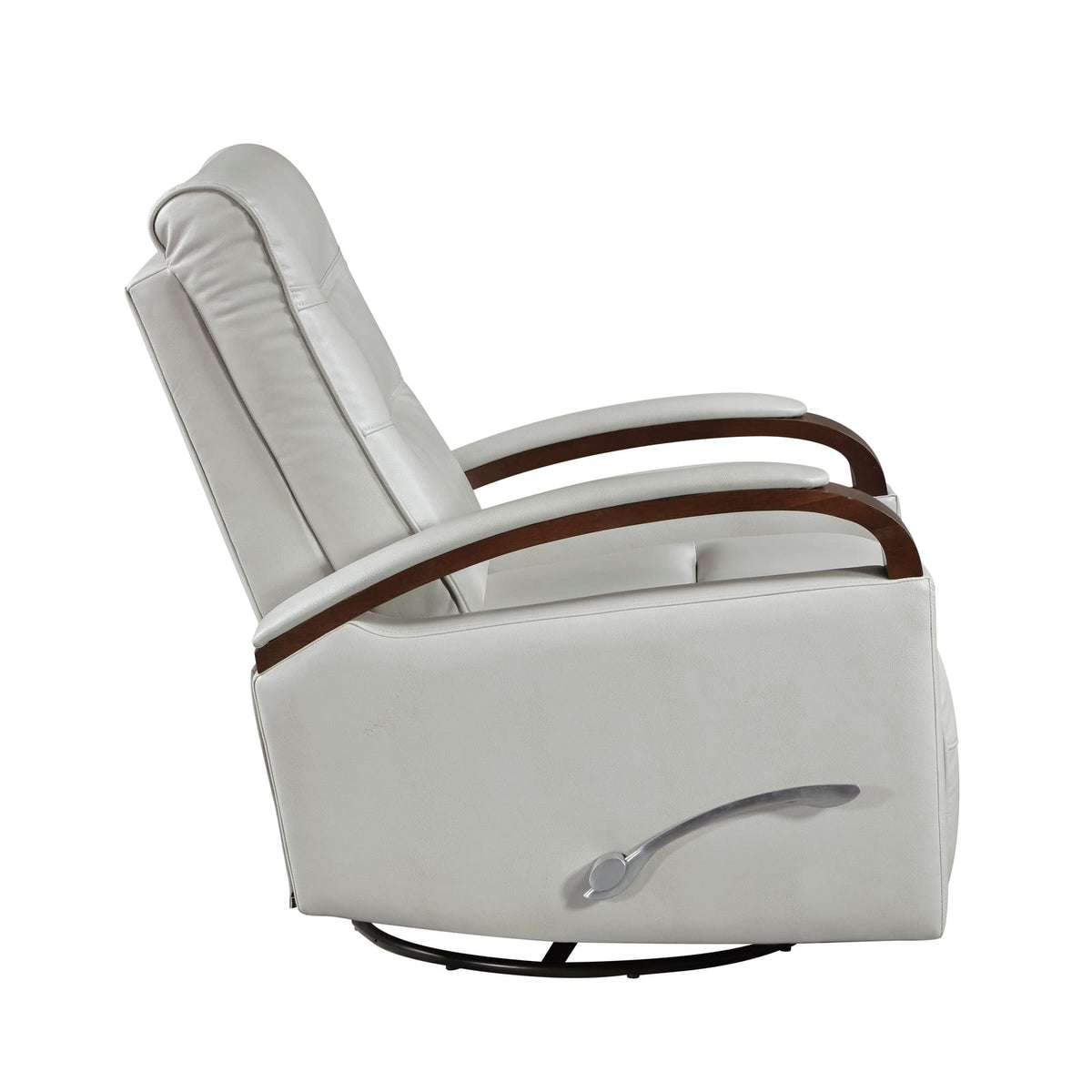 Luxury Smoke Faux Leather Recliner - Solid Wood Frame