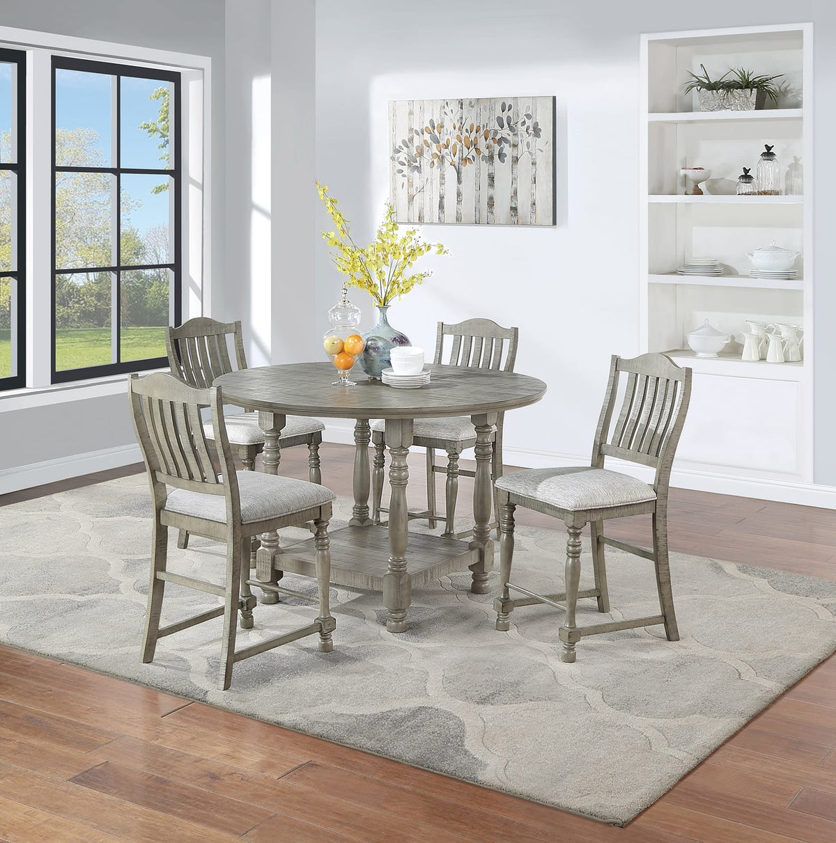 Light Grey Dining Table Set - Seats 4 for Dining Room