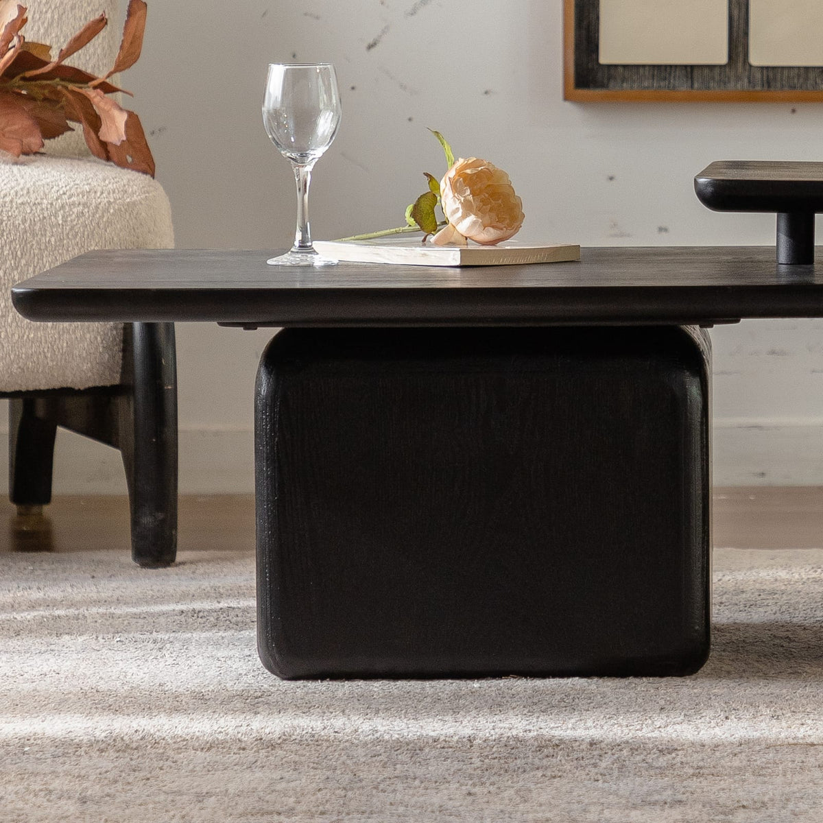 Vintage Style Square Coffee Table Set Black (Set of 2)