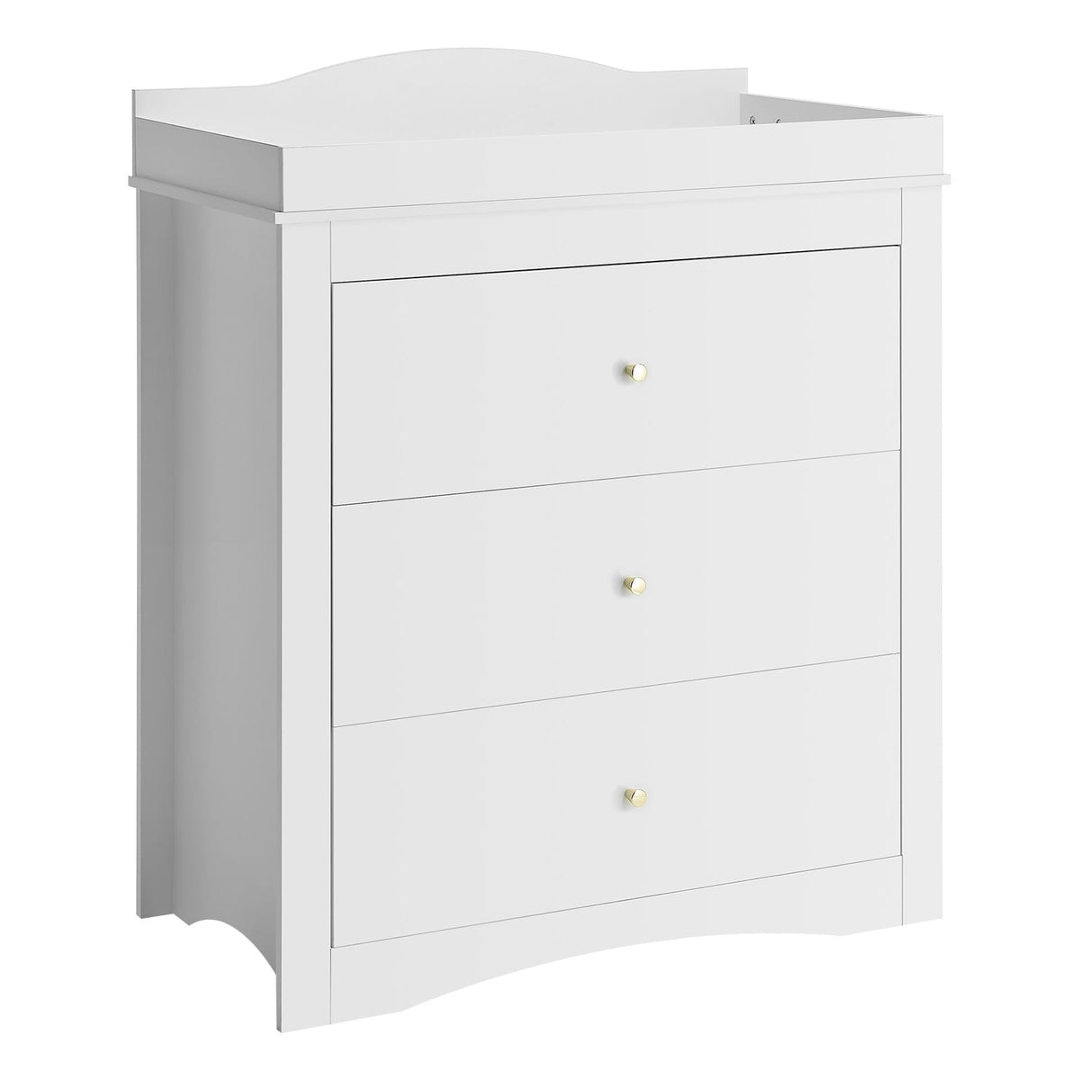 White MDF Baby Changing Table with 3 Drawers for Safe Storage