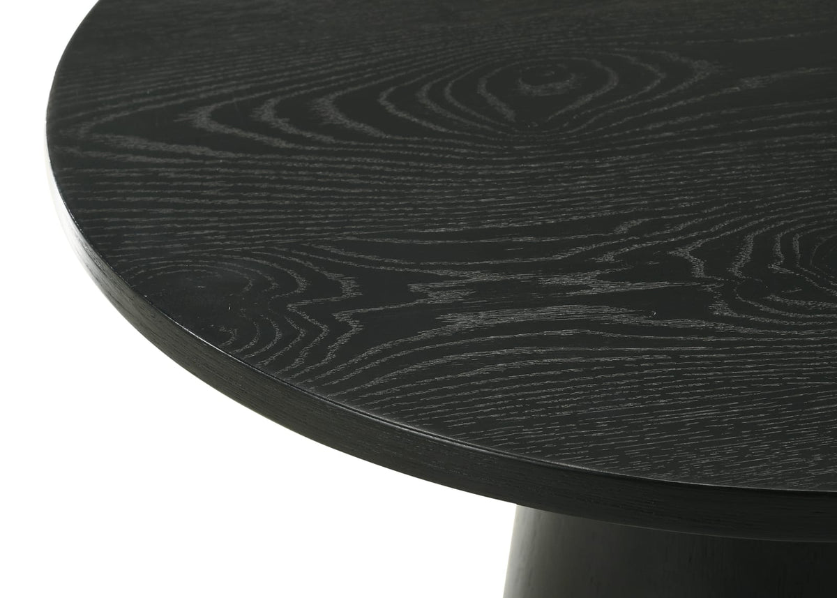 22 Inch Round Black Wood End Table for Home Spaces