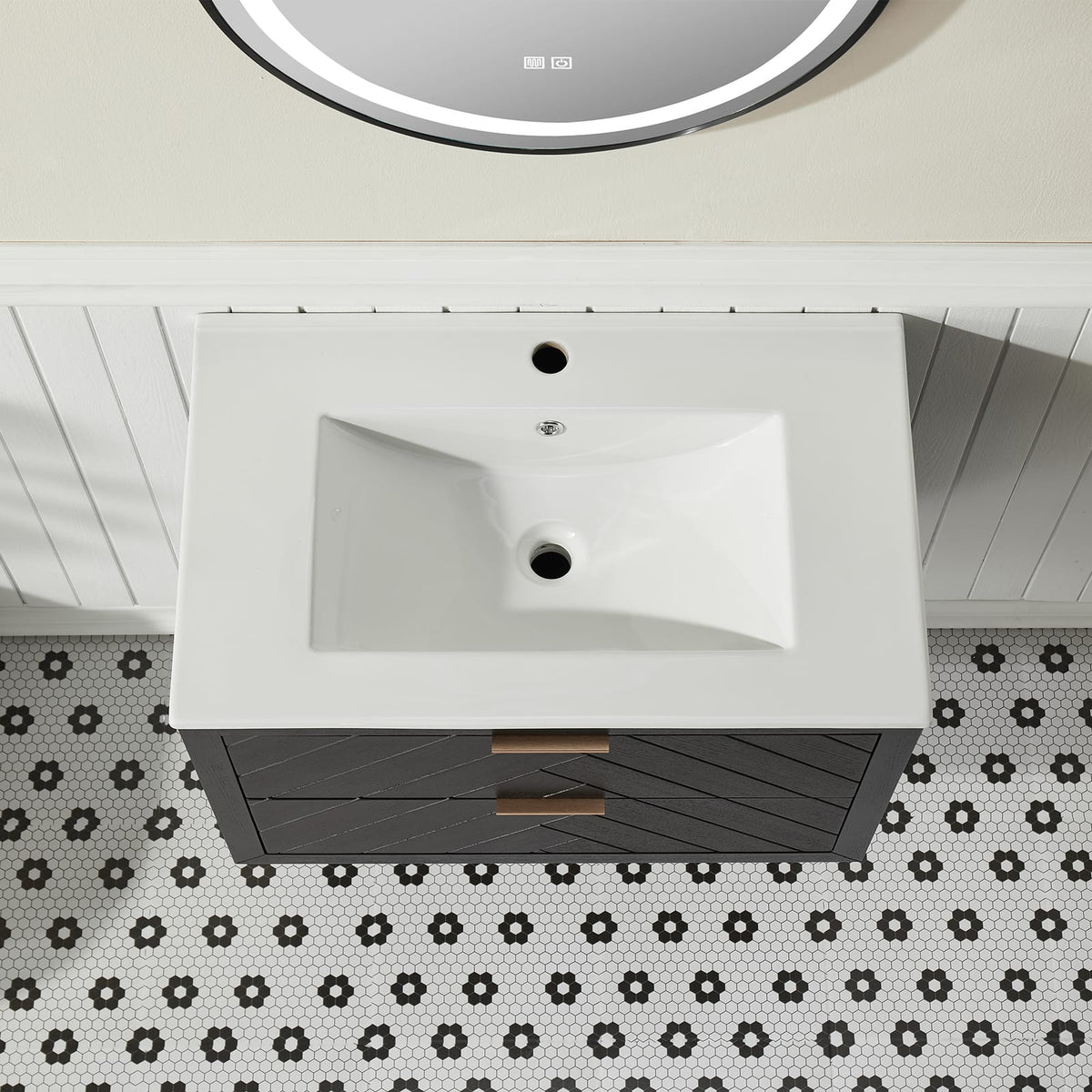 Black Wall Mounted Bathroom Vanity with Sink - 30 Inch