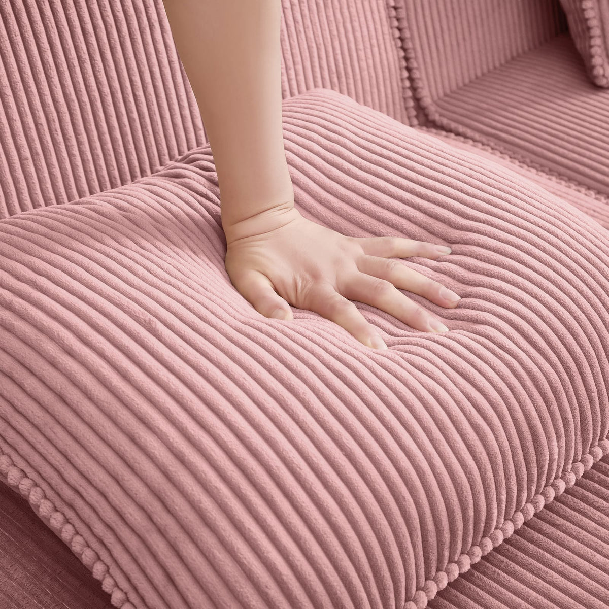 Pink Corduroy Martha Armless Sofa - Plush Comfort