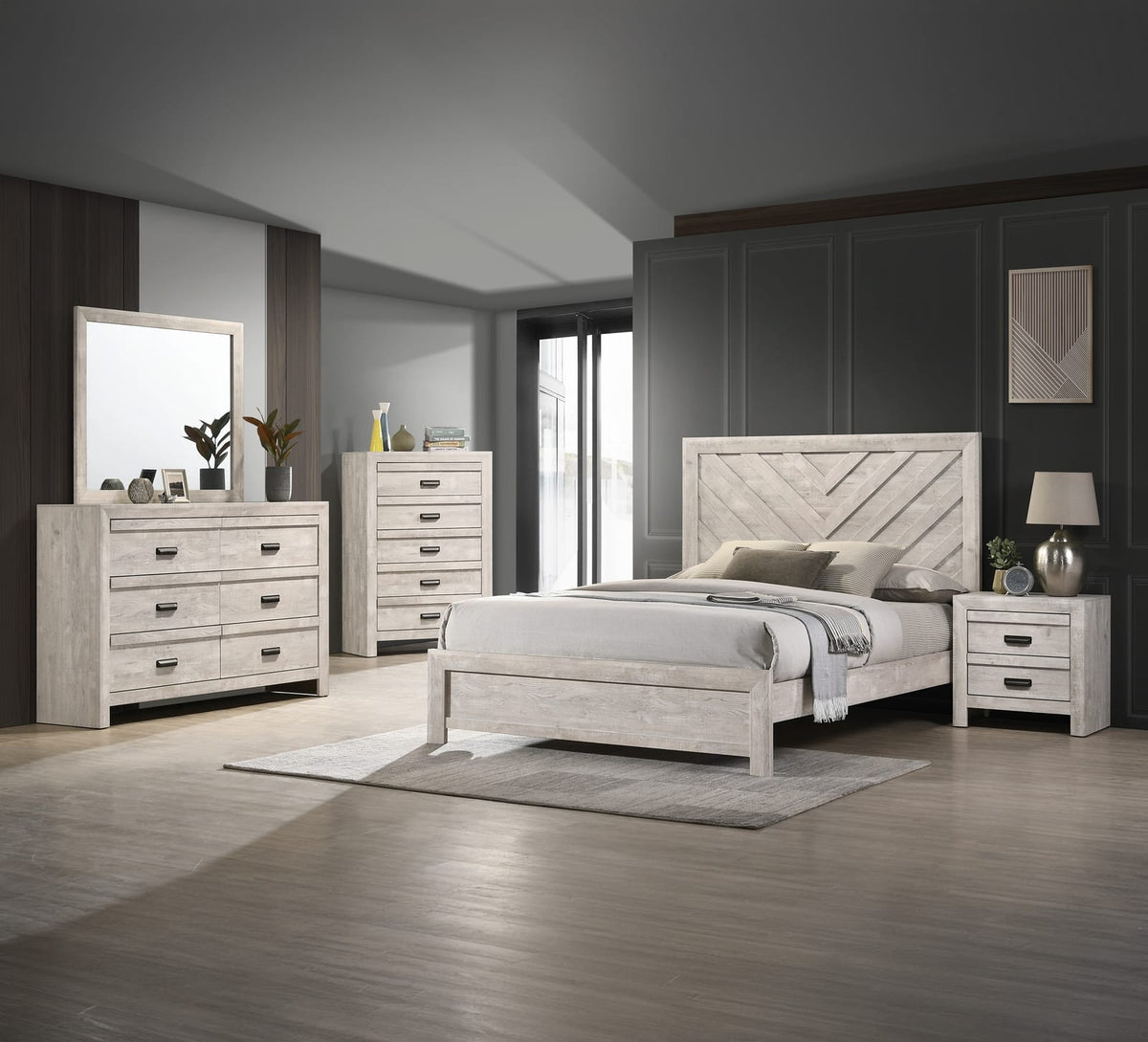 Beige Gray & White Wood Dresser - 6 Drawers for Bedroom