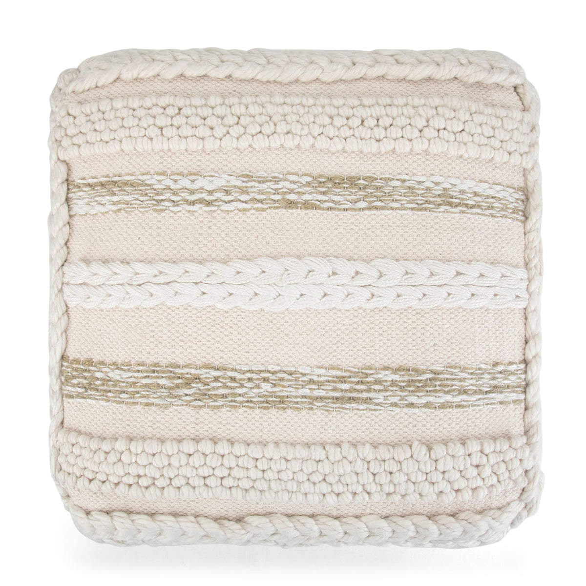 Beige Sommer Pouf - 18 Inch Wide Square Fabric Bean Bag