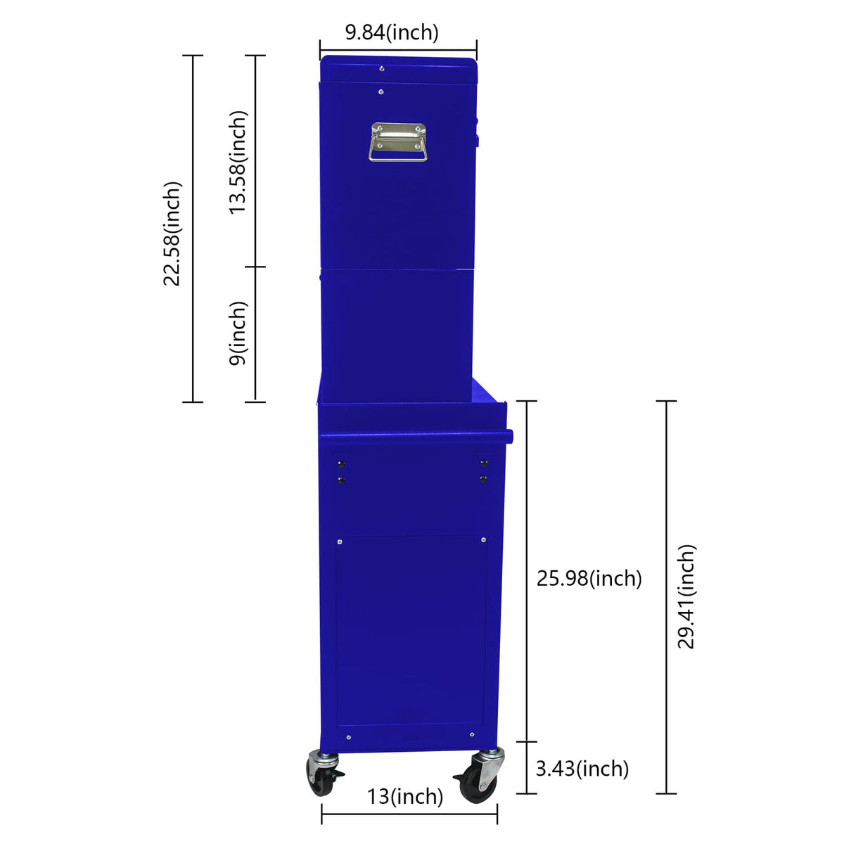 Blue Steel Rolling Tool Cabinet with 6 Drawers for Workshop Storage