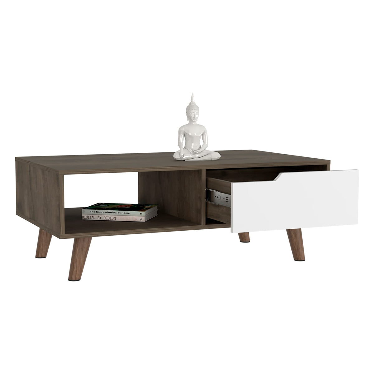 Oslo Coffee Table - Multicolor, One Drawer & Shelf