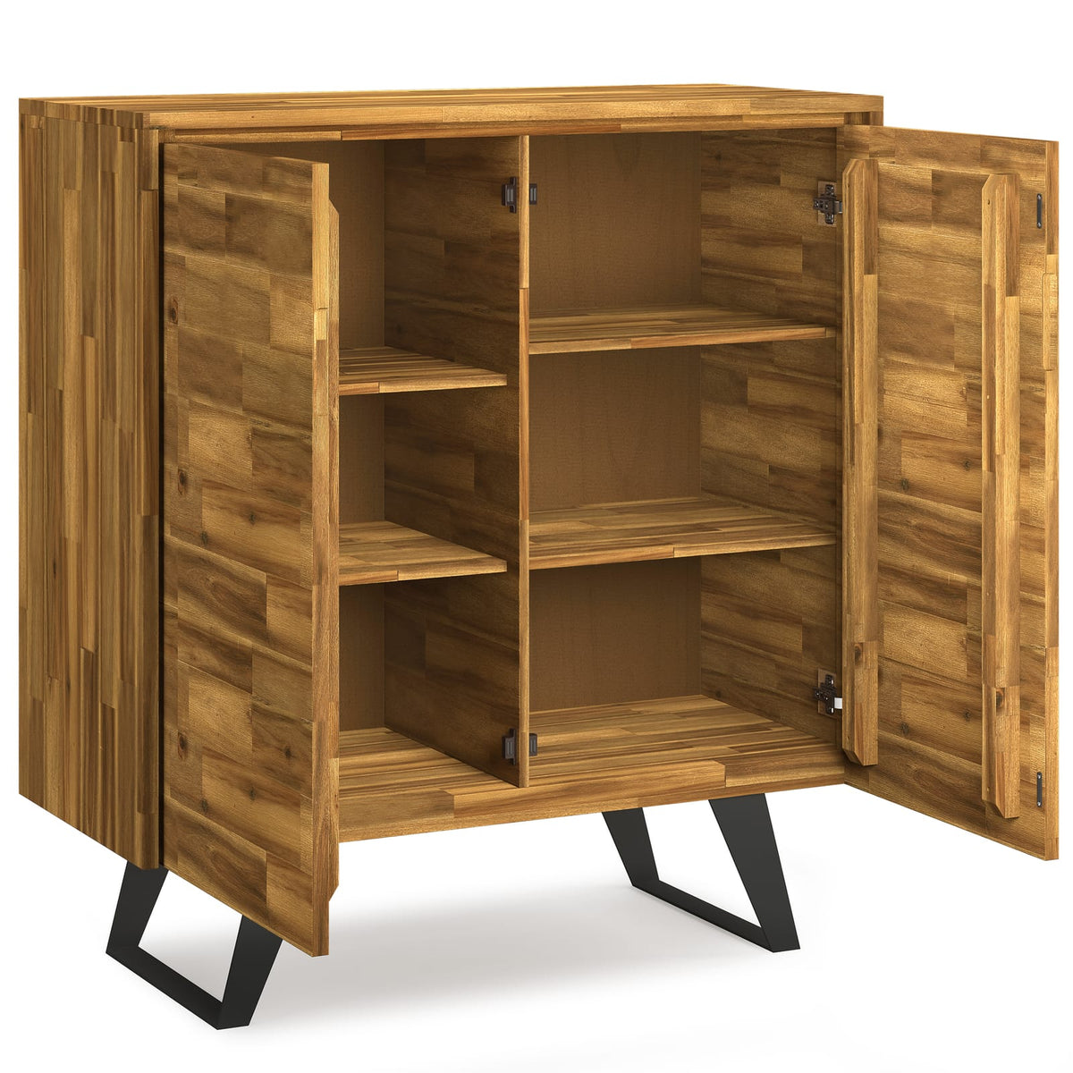39" Wide Acacia Wood Storage Cabinet - Light Brown for Living Room