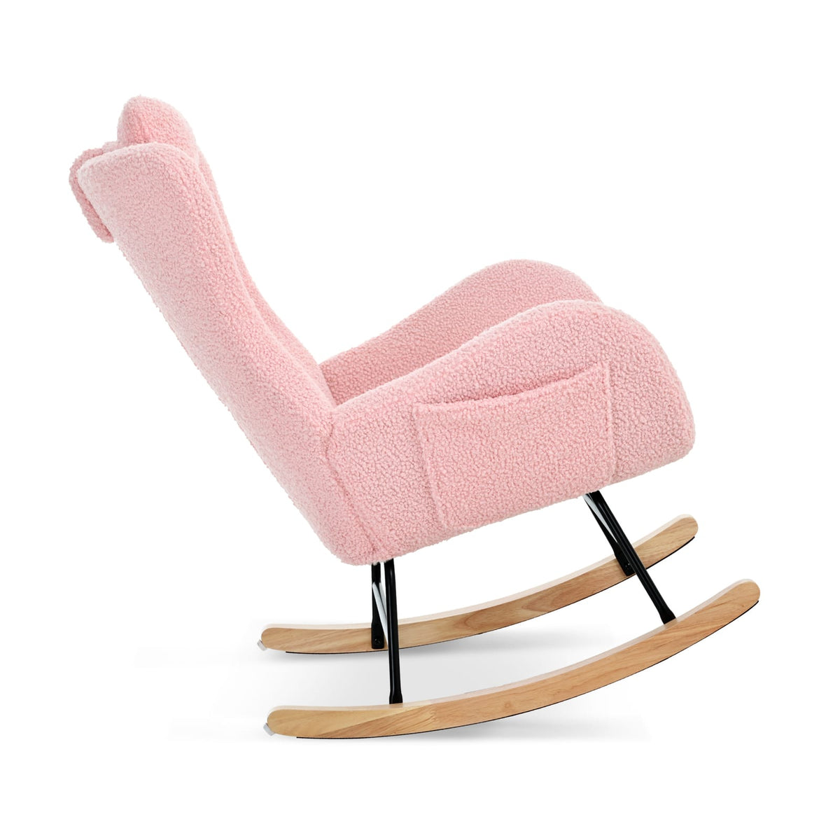 Pink Rocking Chair with Headrest for Nursery, Bedroom, or Guest Room for Living Room
