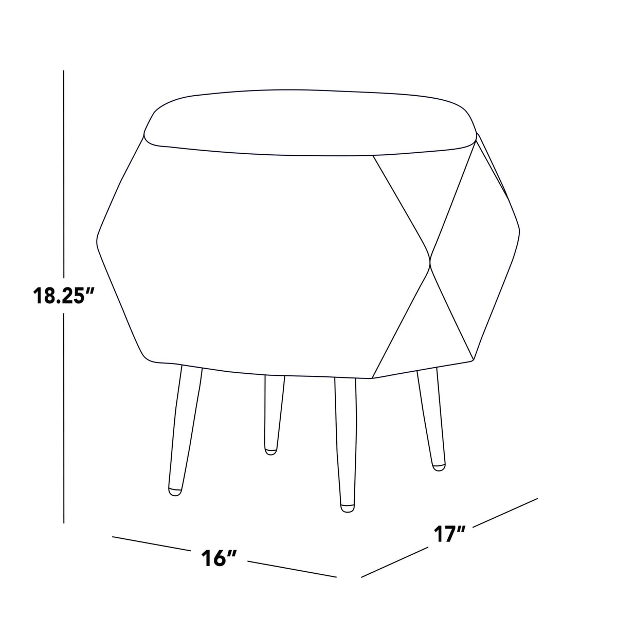 Light Grey Fabric Storage Ottoman with Gold Legs