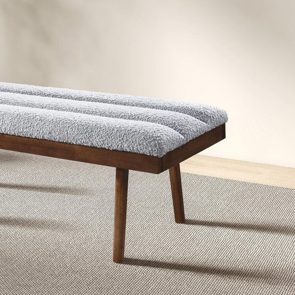 Light Gray Boucle Bench - 18.3" W x 48" L x 16.9" H for Bedroom