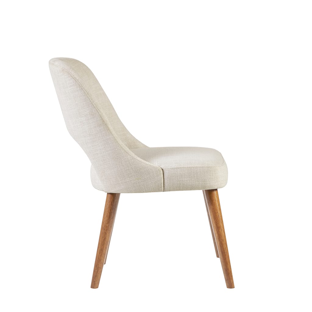 Cream Polyester Dining Chairs Set of 2