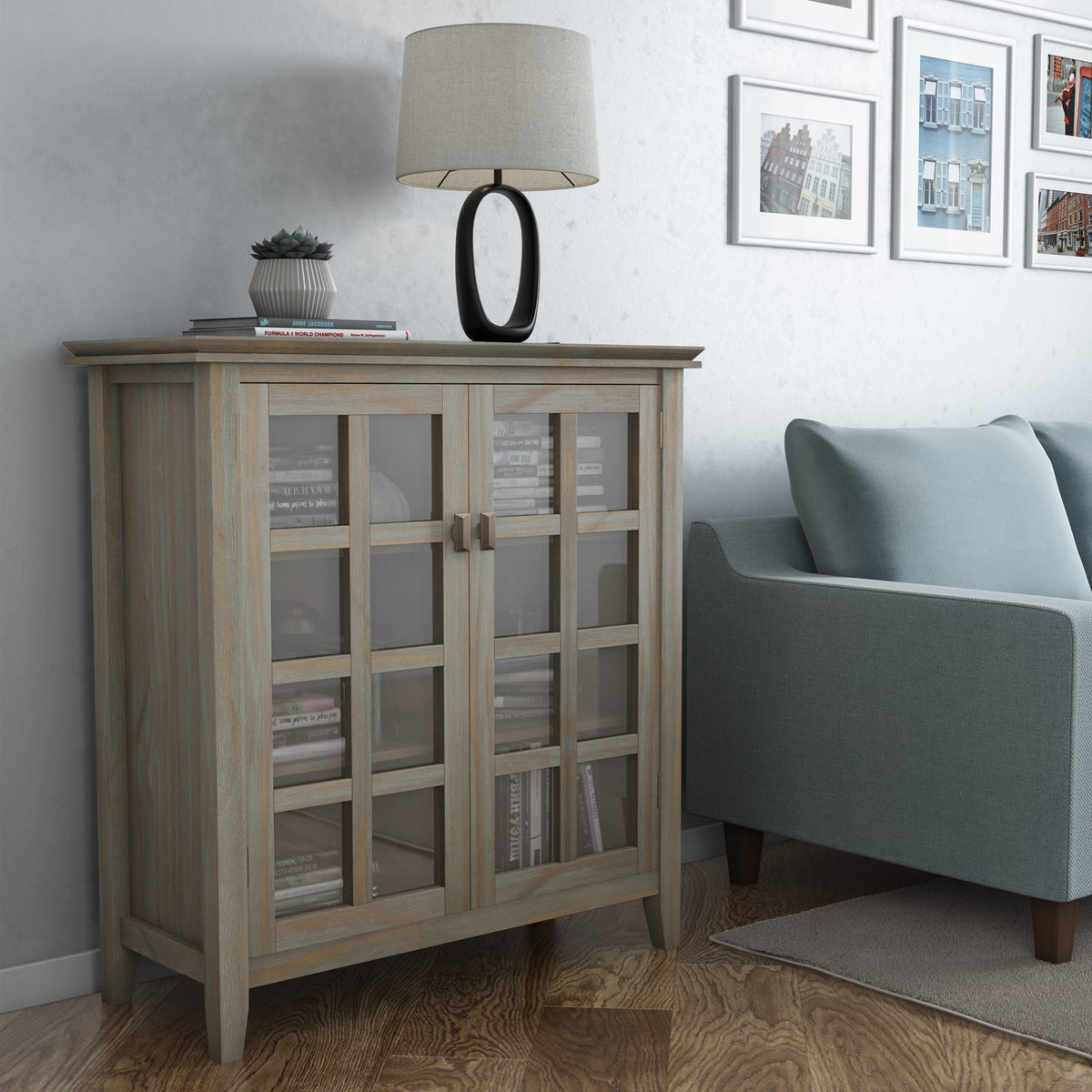 Artisan Medium Storage Cabinet - Distressed Grey | Wood Cabinets