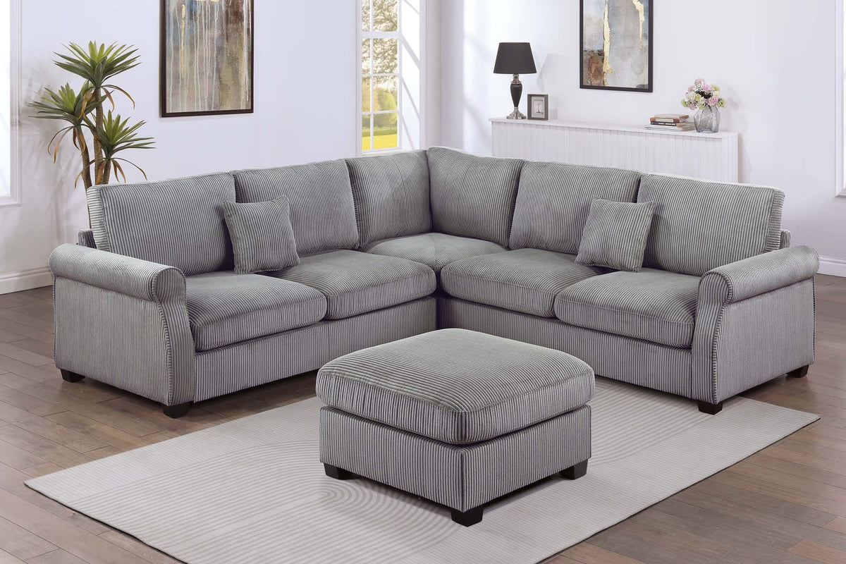Fog Corduroy 4 Seat Sectional Sofa - Modern Living Room