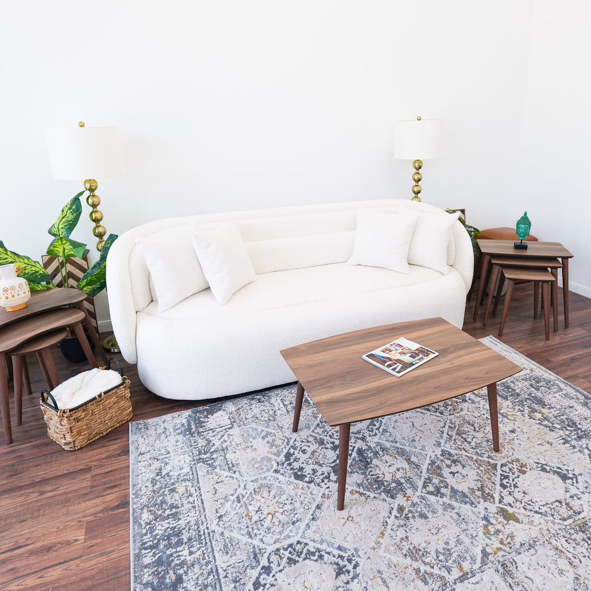 37.5" Walnut Solid Wood Center Table - Modern Living Room Table