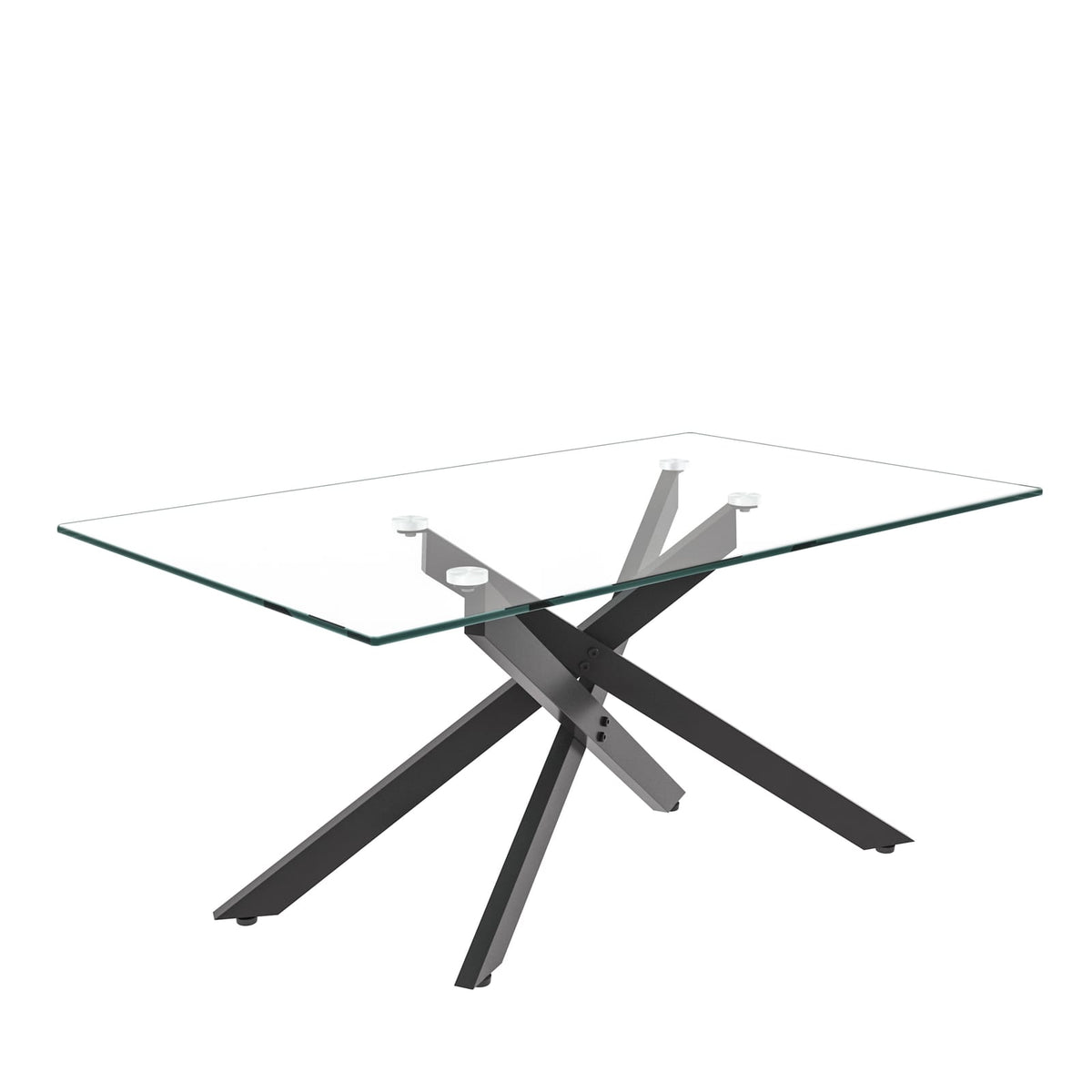 Black Tempered Glass Coffee Table - 39.37" Rectangular for Living Room