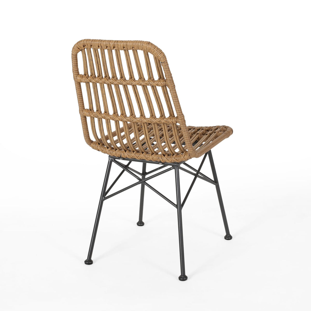 Light Brown Rattan Patio Dining Chairs - 3 Chair Set