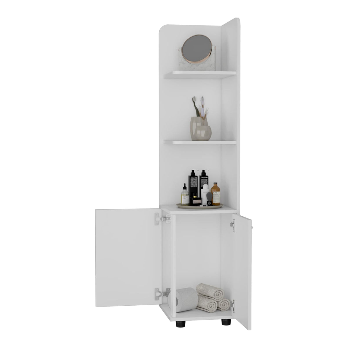 White 2-Door Tall Bathroom Cabinet with 4 Shelves