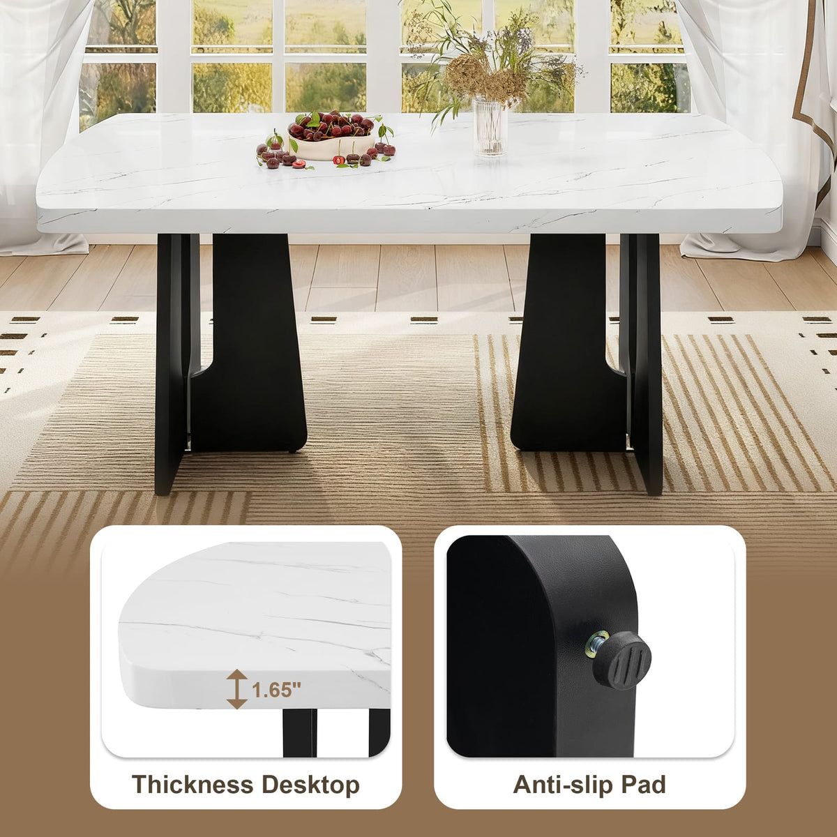 Modern Rectangular Dining Table Set with Bench & Chairs for Dining Room