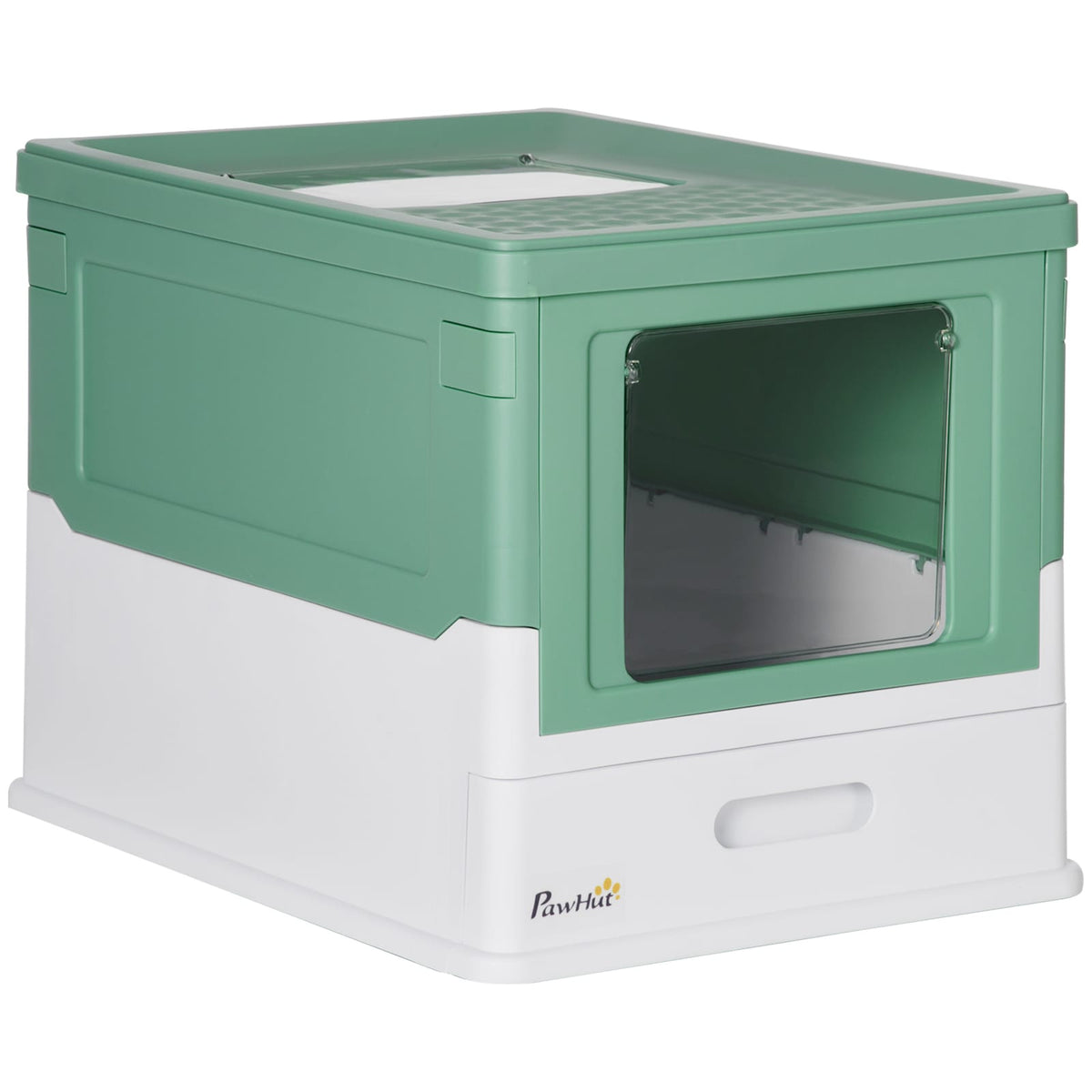 Green Polypropylene Cat Litter Box - Spacious Enclosure