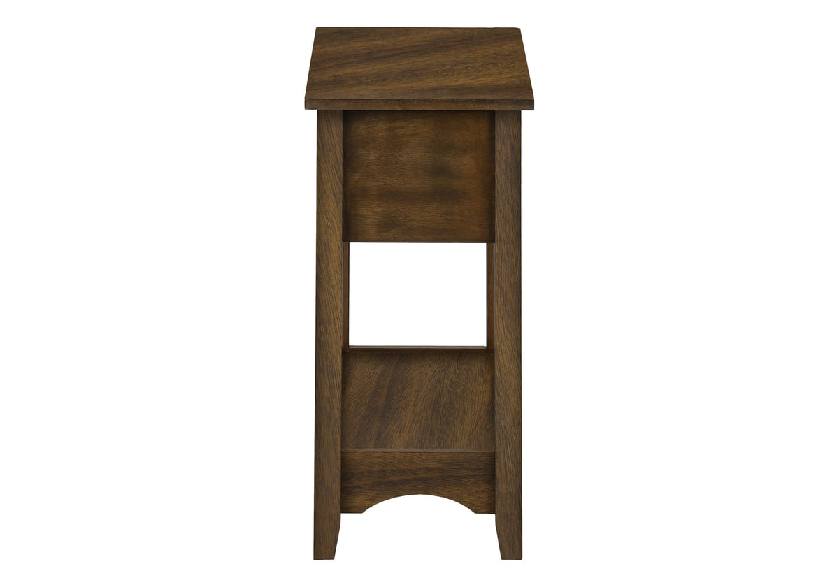 24 Inch Walnut Accent Table with Storage Drawer