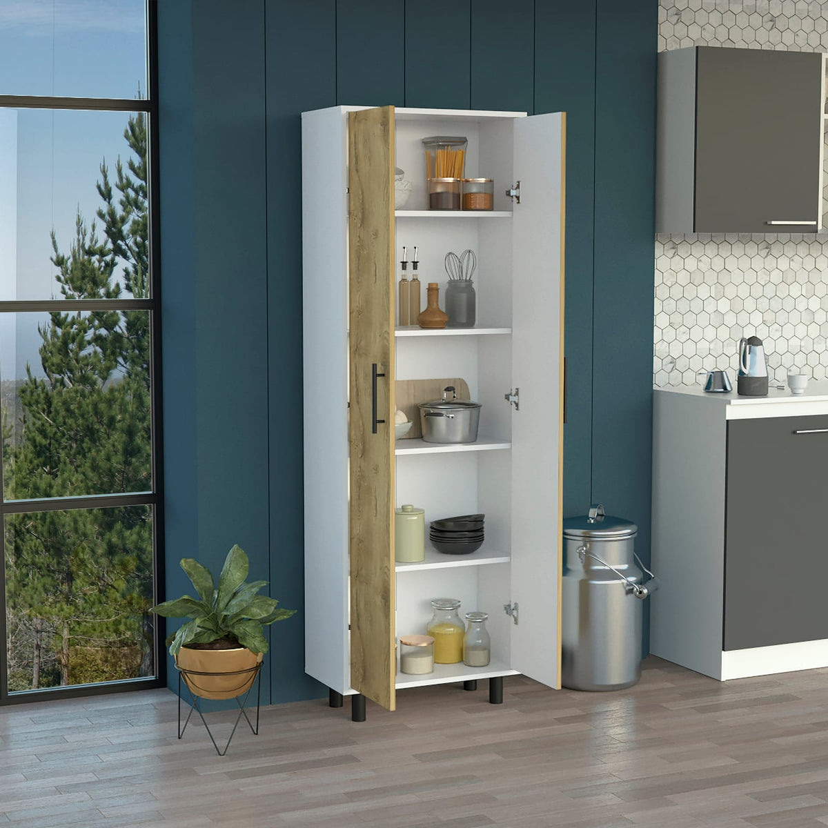 Multicolor Storage Cabinet 71" Tall - 5 Shelves, 2 Doors