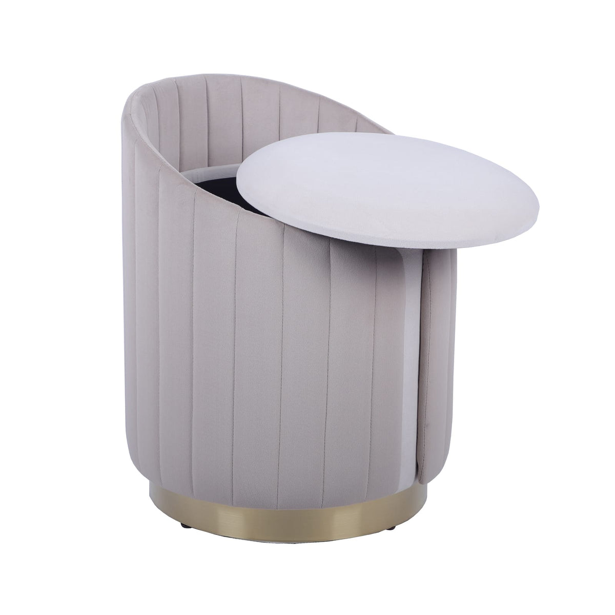 Taupe Velvet Storage Ottoman - Stylish & Functional
