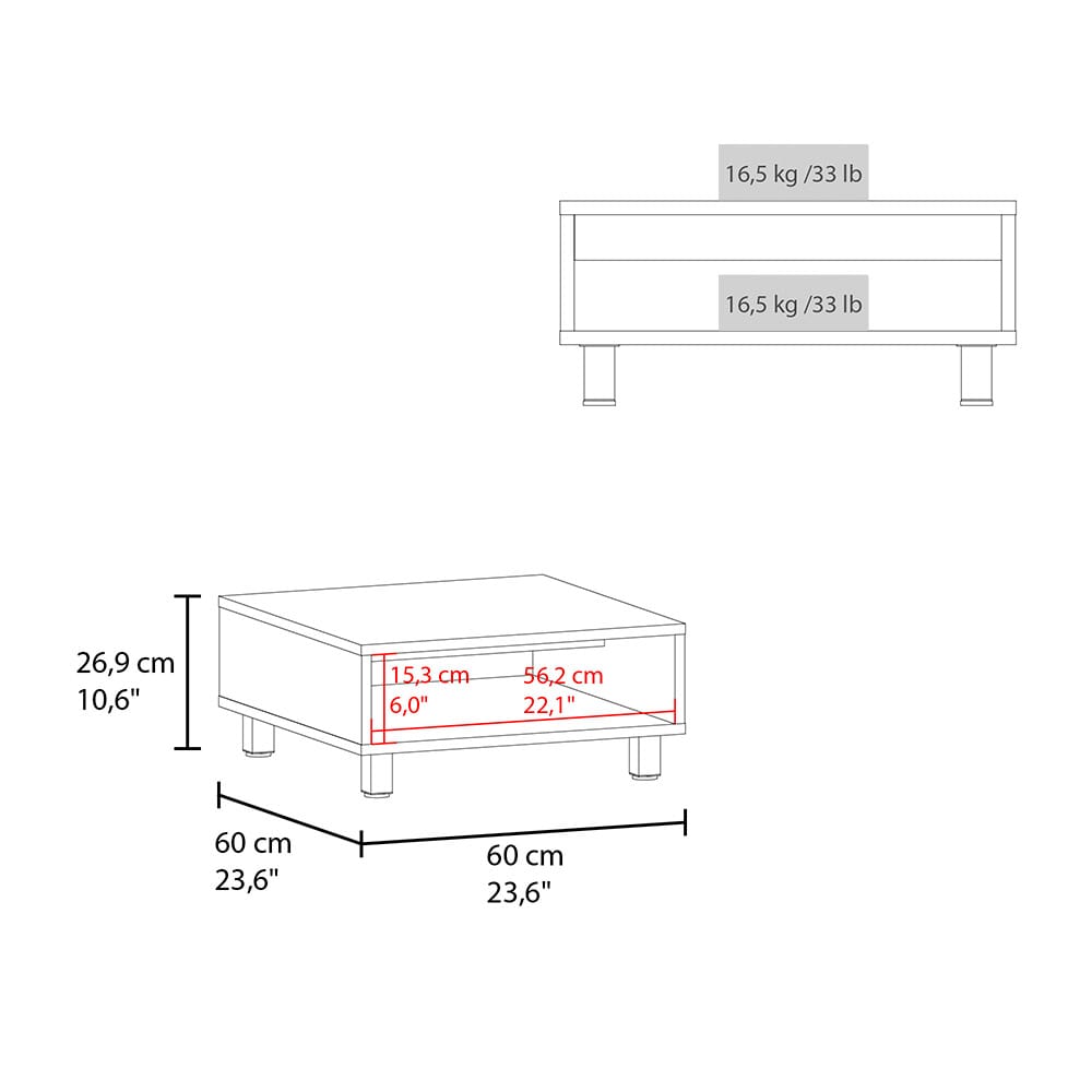 Black Coffee Table - Modern Storage Table for Living Room